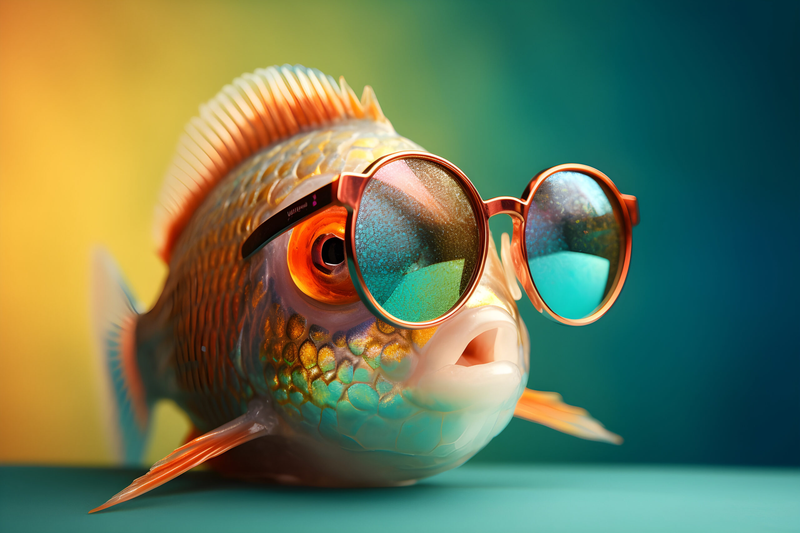 Generative AI created fish with sunglasses